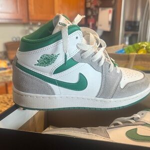 Jordan Kids' Sneakers in Green, White, and Gray